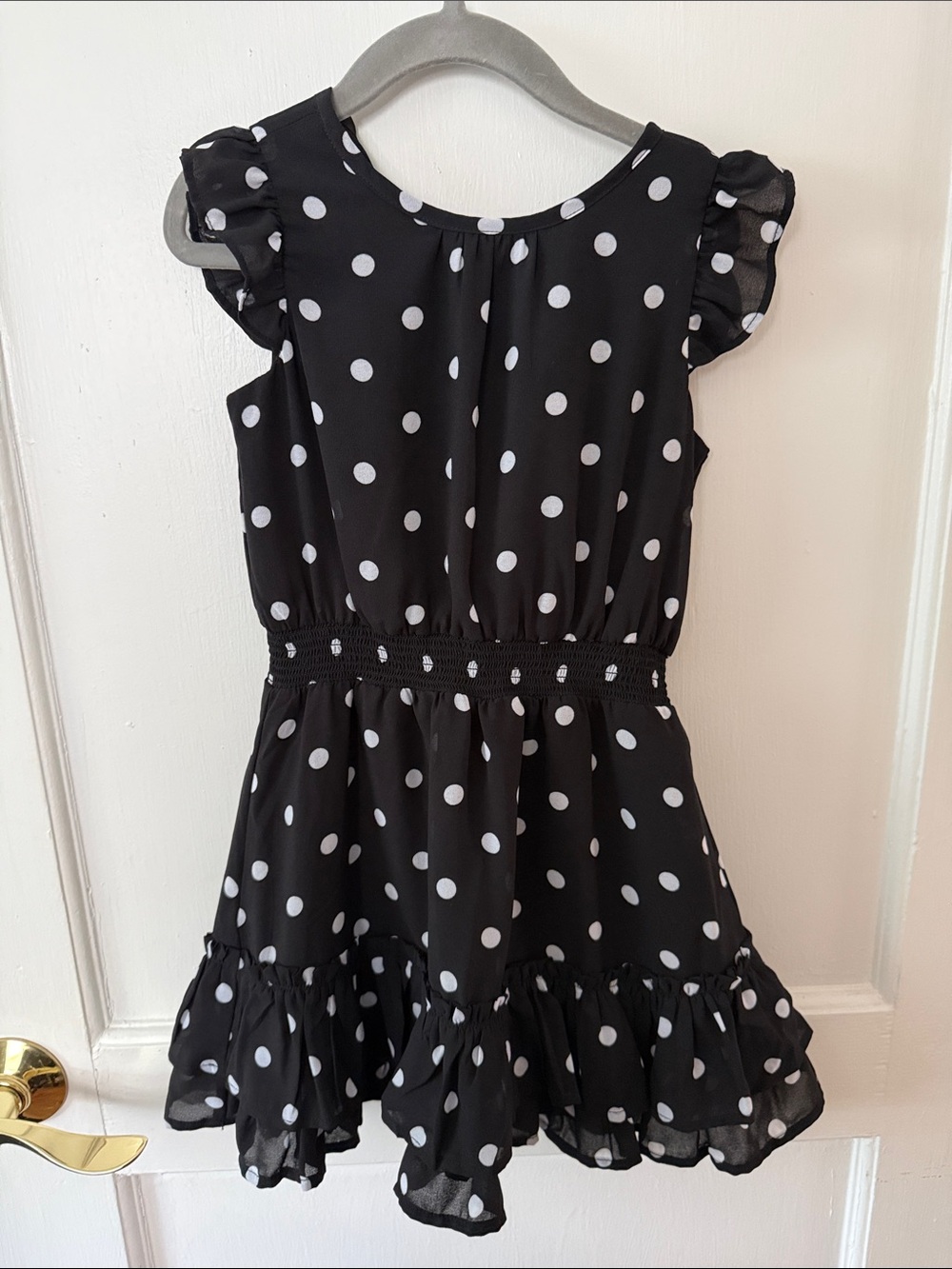 Janie and Jack Black and White Polka Dot Ruffle Dress
